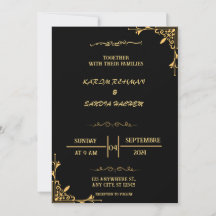 Elegante invitación a la boda musulmana blanca y n