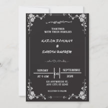 Elegante invitación a la boda musulmana blanca y n