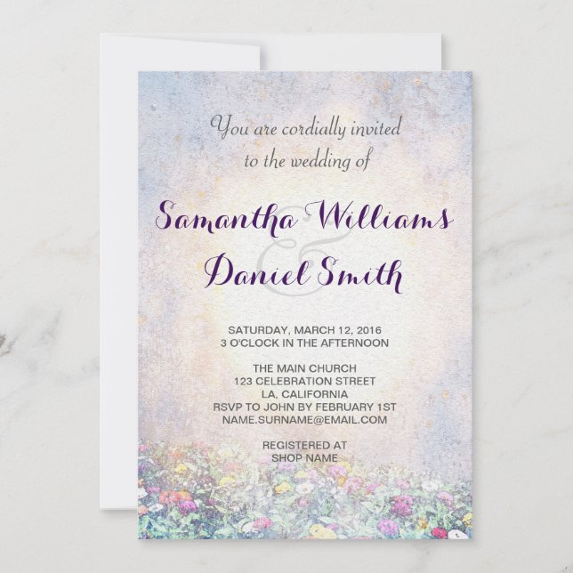 Elegante Invitación a la Boda Natural Lilac (Anverso)