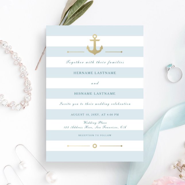 Elegante Invitación a la Boda Náutica Acuática Lig (Subido por el creador)