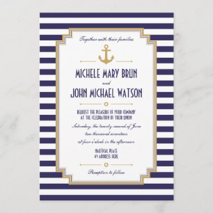 Elegante invitación a la boda náutica Personalizad