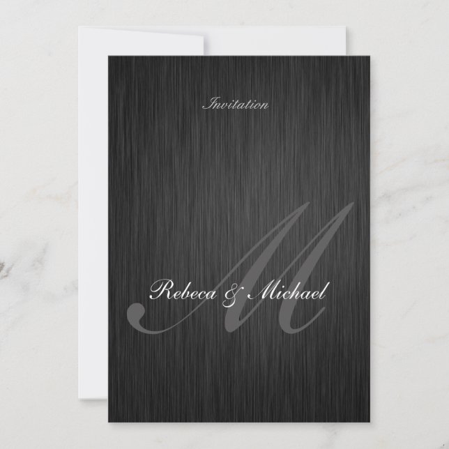Elegante invitación a la boda negra (Anverso)
