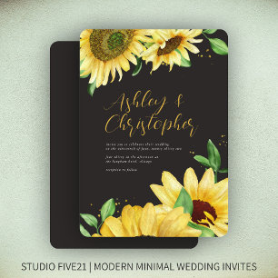 Elegante Invitación a la Boda Negra de Giro Rústic
