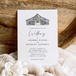 Elegante invitación a la Boda Negra y Blanca