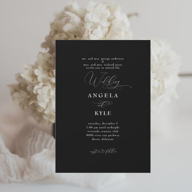 Elegante invitación a la boda negra y blanca II (Subido por el creador)