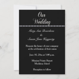 Elegante invitación a la boda negra y plateada