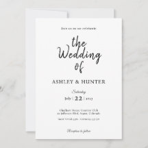 Elegante Invitación a la Boda Negro y Blanco