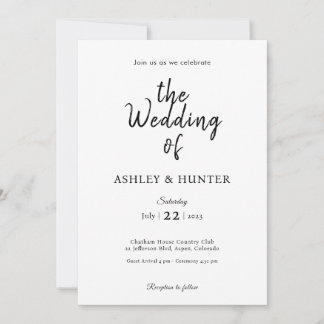 Elegante Invitación a la Boda Negro y Blanco
