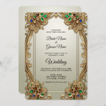 Elegante Invitación a la Boda Ornada de Oro