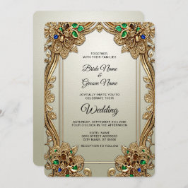 Elegante Invitación a la Boda Ornada de Oro