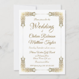Elegante Invitación a la Boda Ornate de Oro