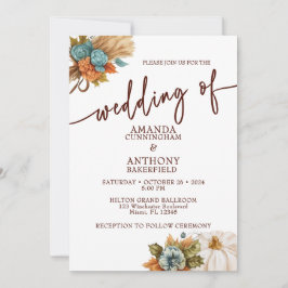 Elegante Invitación a la boda otoñal de la calabaz
