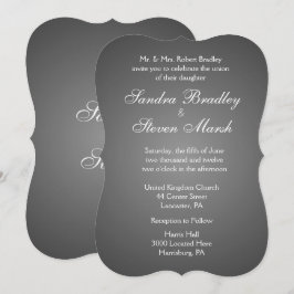 Elegante Invitación a la Boda Plata Oscura 5"x 7"