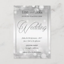 Elegante invitación a la boda plateada