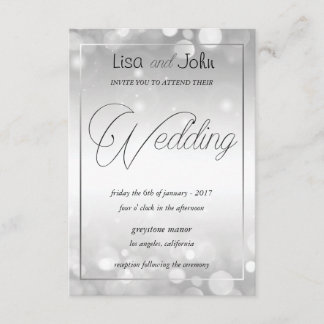 Elegante invitación a la boda plateada