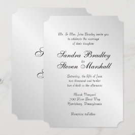 Elegante invitación a la boda plateada 5"x 7"