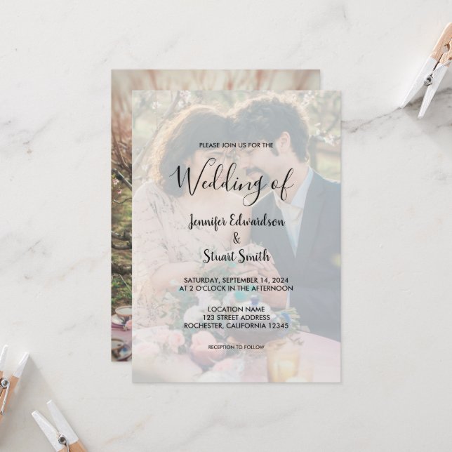 Elegante invitación a la boda por fotografía (Anverso/Reverso In Situ)