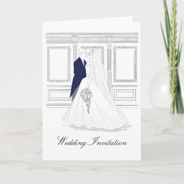 Elegante Invitación a la Boda Primer Beso (Anverso)