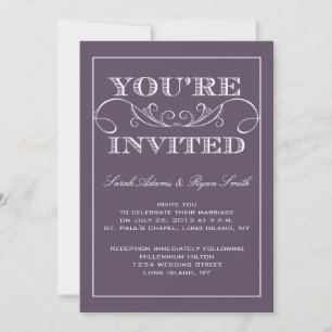 Elegante invitación a la boda púrpura