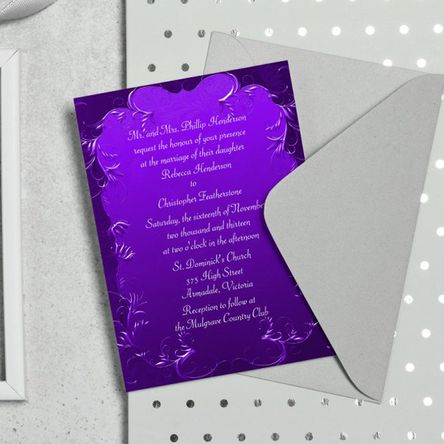 Elegante invitación a la boda púrpura (Subido por el creador)