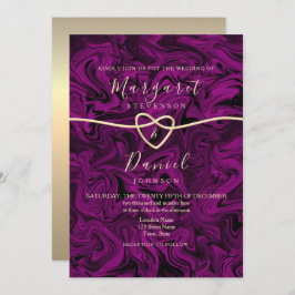 Elegante invitación a la boda púrpura
