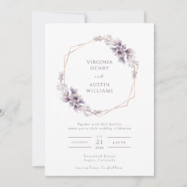 Elegante invitación a la boda púrpura