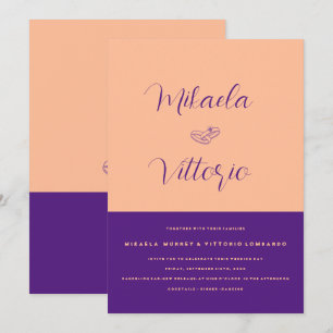 Elegante invitación a la boda púrpura Peach