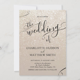 Elegante invitación a la boda Purpurina de oro