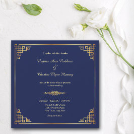 Elegante invitación a la Boda Real de Oro Azul