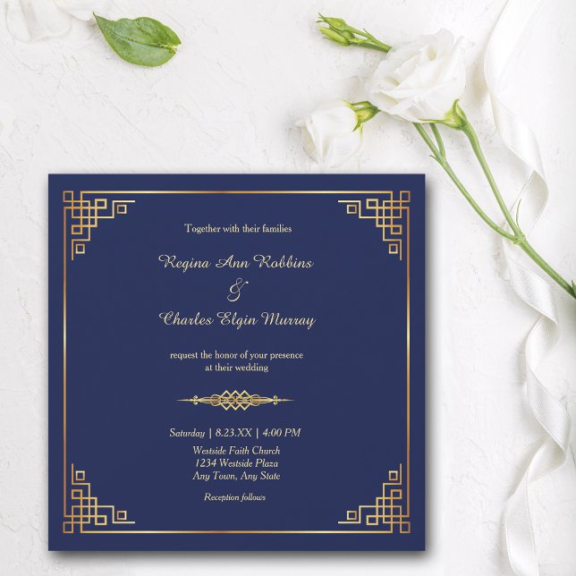 Elegante invitación a la Boda Real de Oro Azul (Subido por el creador)