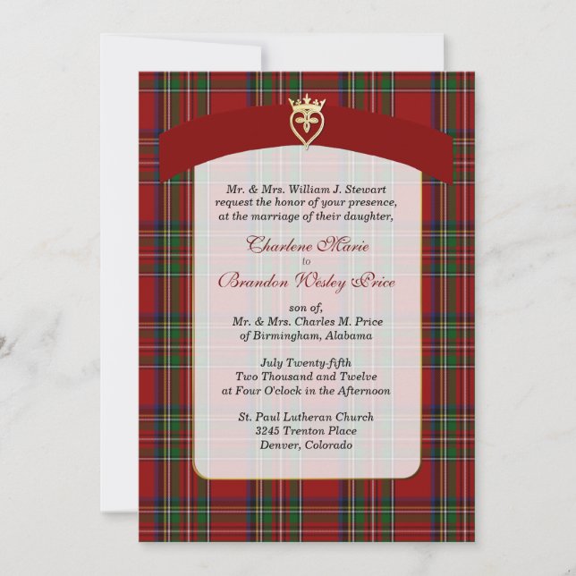 Elegante Invitación a la Boda Real Stewart (Anverso)