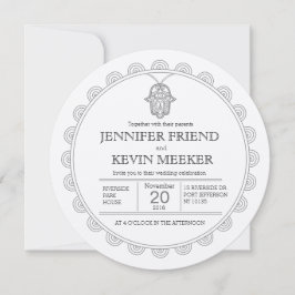 Elegante invitación a la boda redonda de Hamsa
