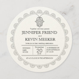 Elegante invitación a la boda redonda de Hamsa
