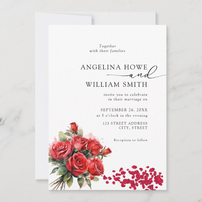 Elegante Invitación a la Boda Romántica Floral (Anverso)