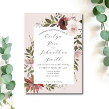 Elegante invitación a la boda rosa blanca rosa