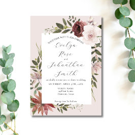 Elegante invitación a la boda rosa blanca rosa
