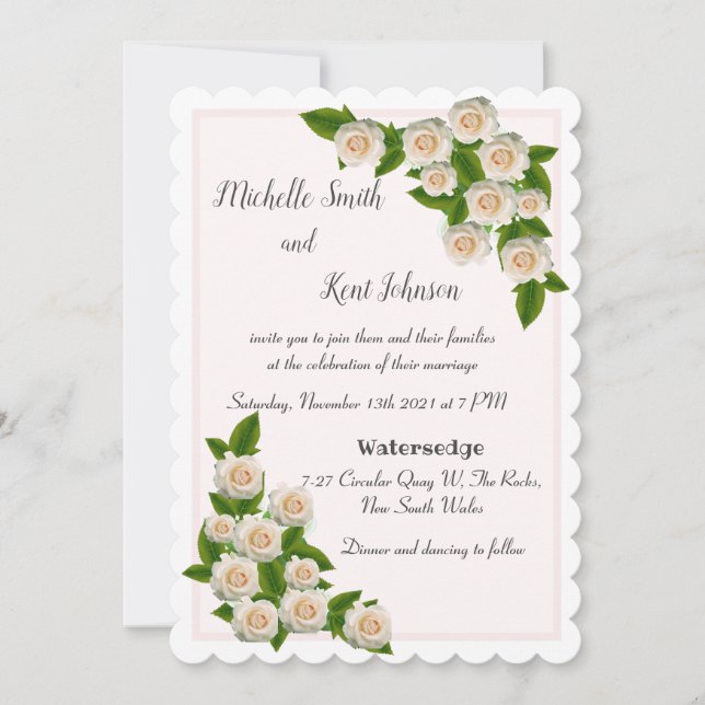 Elegante invitación a la boda rosa de Rubor con ro (Anverso)