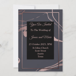 Elegante Invitación a la boda, rosa, gris, mármol