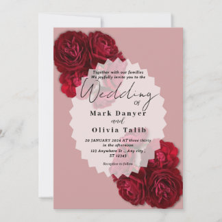 Elegante Invitación a la Boda Rosa Roja - Romántic