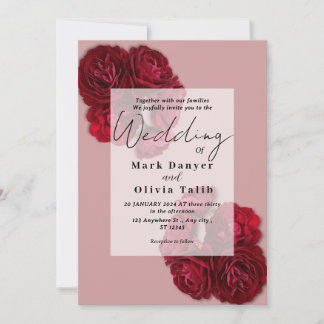 Elegante Invitación a la Boda Rosa Roja - Romántic
