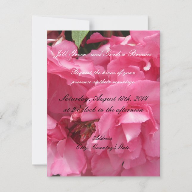 Elegante invitación a la boda rosa rosa (Anverso)
