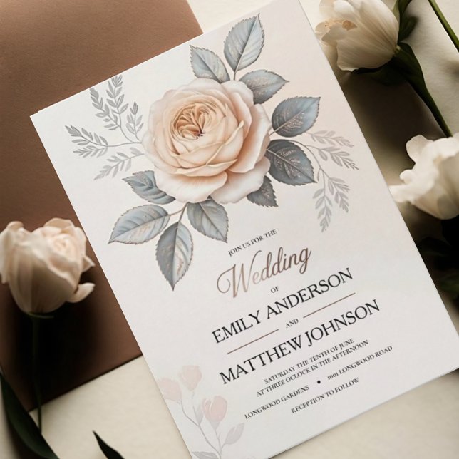 Elegante invitación a la boda rosa rosa (Subido por el creador)