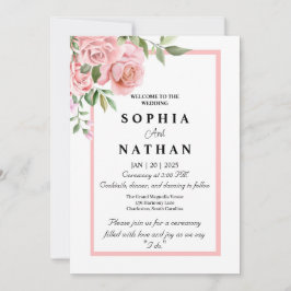 Elegante invitación a la boda rosa rosa | Romántic