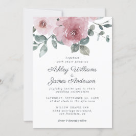 Elegante Invitación a la boda rosa rosa rosa con p