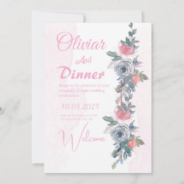 "Elegante invitación a la boda rosa: Una mezcla pe