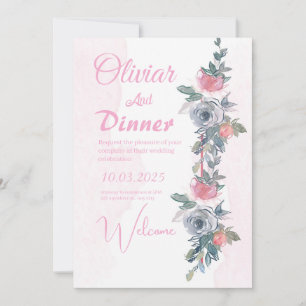 "Elegante invitación a la boda rosa: Una mezcla pe