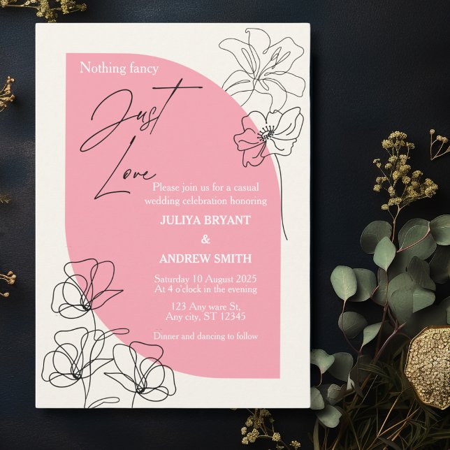 Elegante invitación a la boda rosa y crema pastel (Subido por el creador)