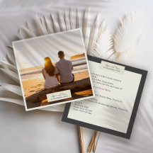 Elegante invitación a la boda rústica con foto