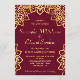 Elegante invitación a la boda rústica de oro de Bo