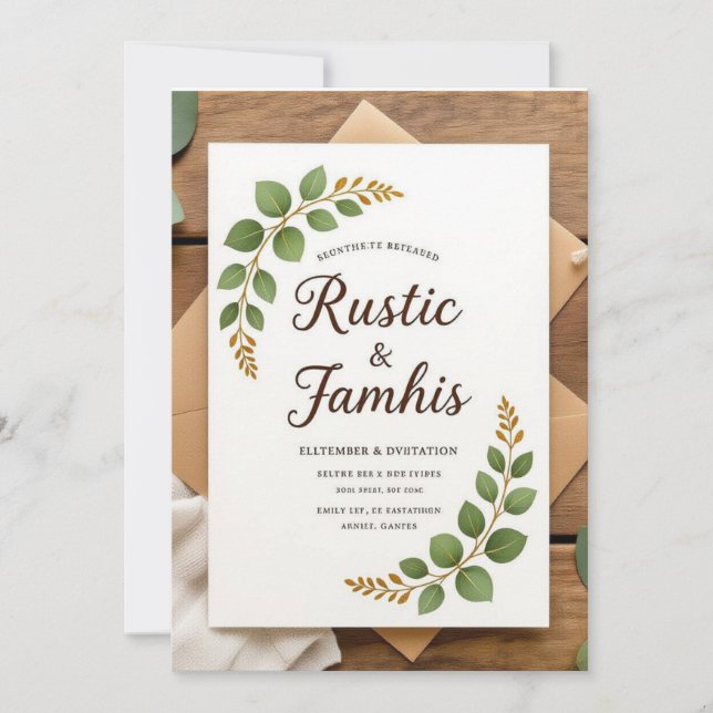 Elegante Invitación a la Boda Rústica de Verdor (Anverso)